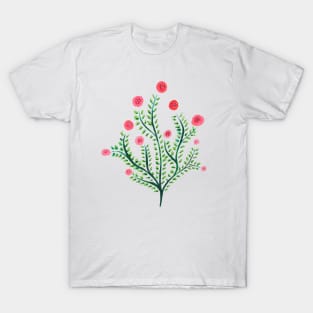 Spring Plant In Pink And Green T-Shirt